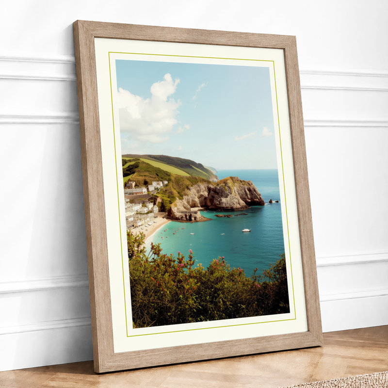 Village Bay Coastal - Framed Print, A3 - 42.0 x 29.7 cm, Oak