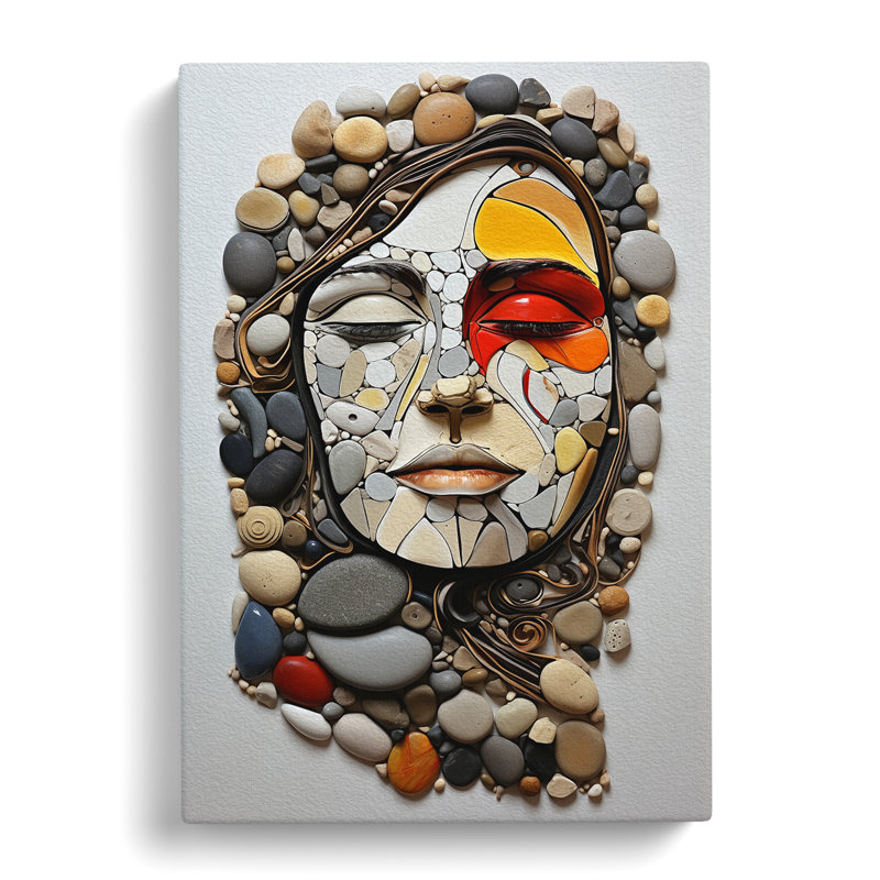 Pebbles Gestural - Wrapped Canvas, 60cm H x 40cm W x 3cm D