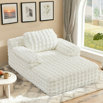 Canapé-lit surdimensionné en velours 68 po x l 48 po avec accoudoir large et coussin d'accoudoir large - aucun assemblage requis