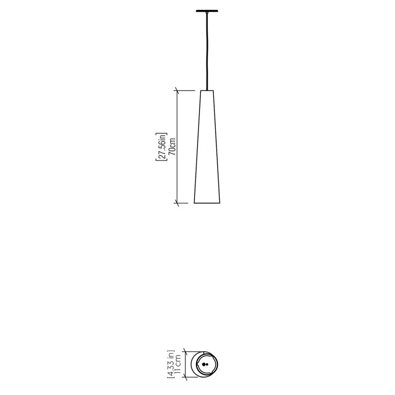 Cônico 1 - Light Pendant, 27.3" H x 4.29" W x 4.29" D, Imbuia, Imbuia