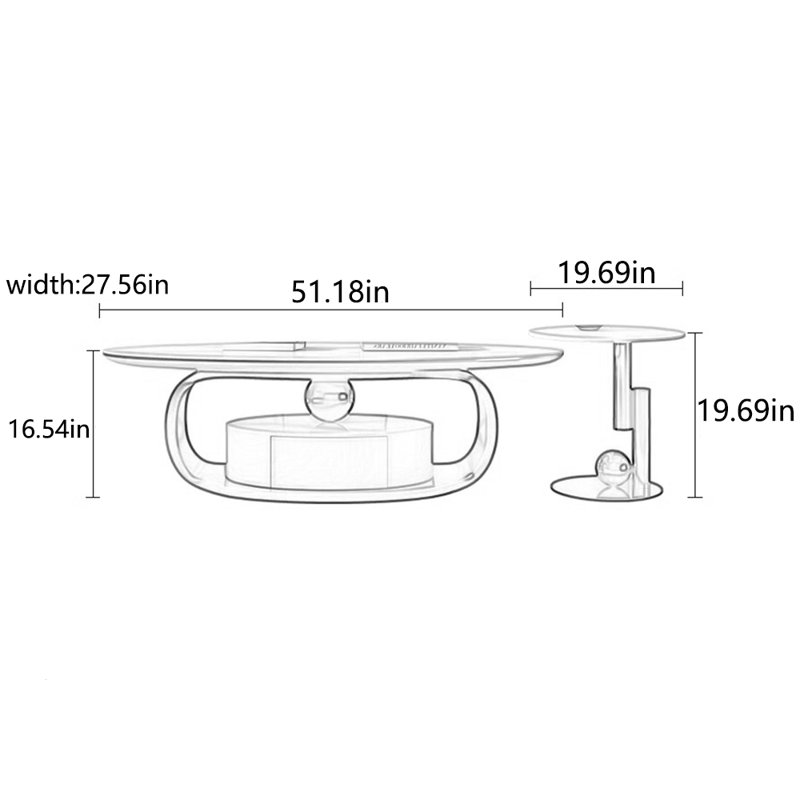 Simple rock slab top oval high-end tea table