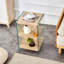 Armoire de chevet trois couches avec panneau de fibres à densité moyenne, autocollants en bois et côtés en verre trempé pour un rangement élégant-1758503917
