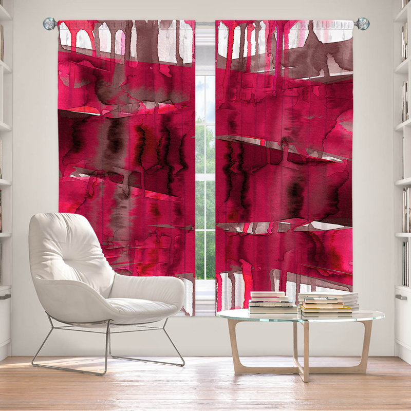 Jemine Room Darkening Curtain Pair, 40" W x 61" L, Bright Red