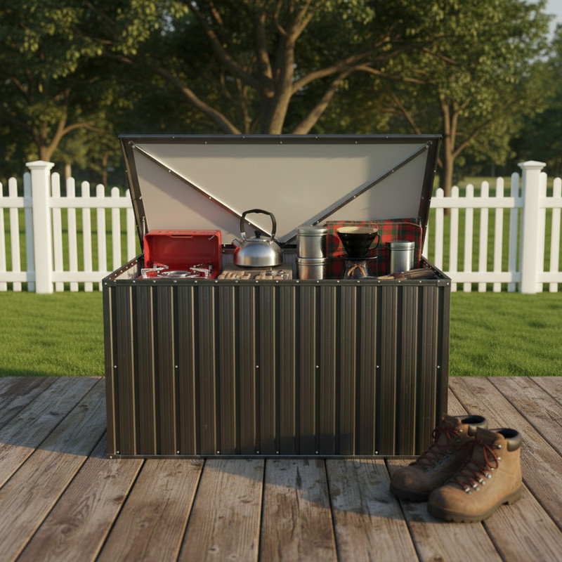 67.9" x 30.8" x 28.5" Large Outdoor Metal Storage Box – Patio Cushion & Toy Organizer, Deck Box for Garden, Easy Assembly, Black