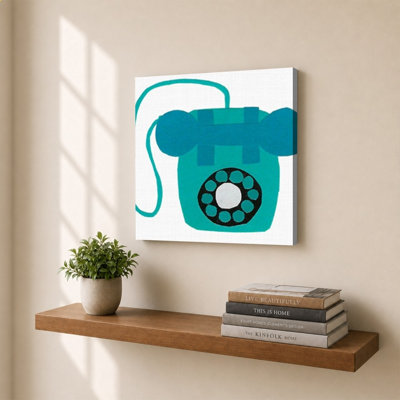 «Retro Téléphone Blue» par Jen Bucheli - Impression sur toile