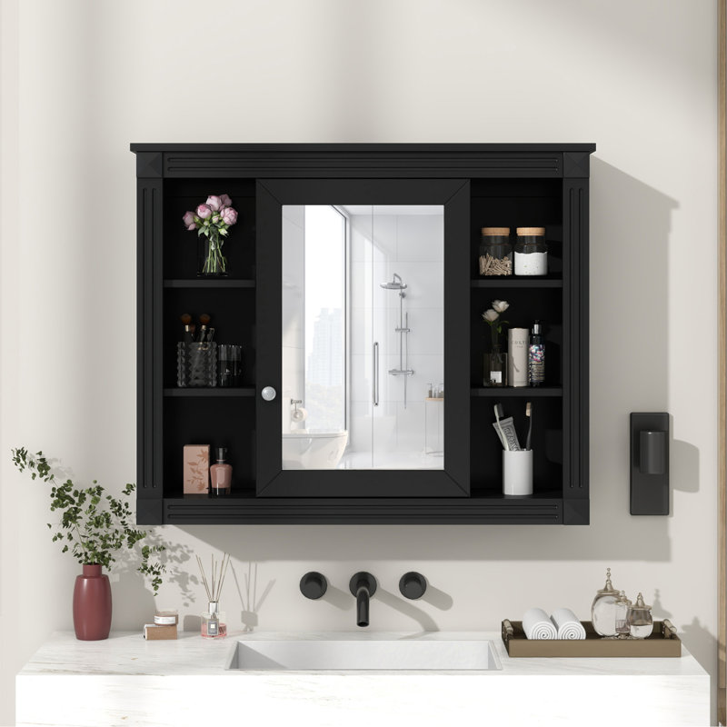 Armoire de rangement pour salle de bain, armoire à pharmacie, Noir