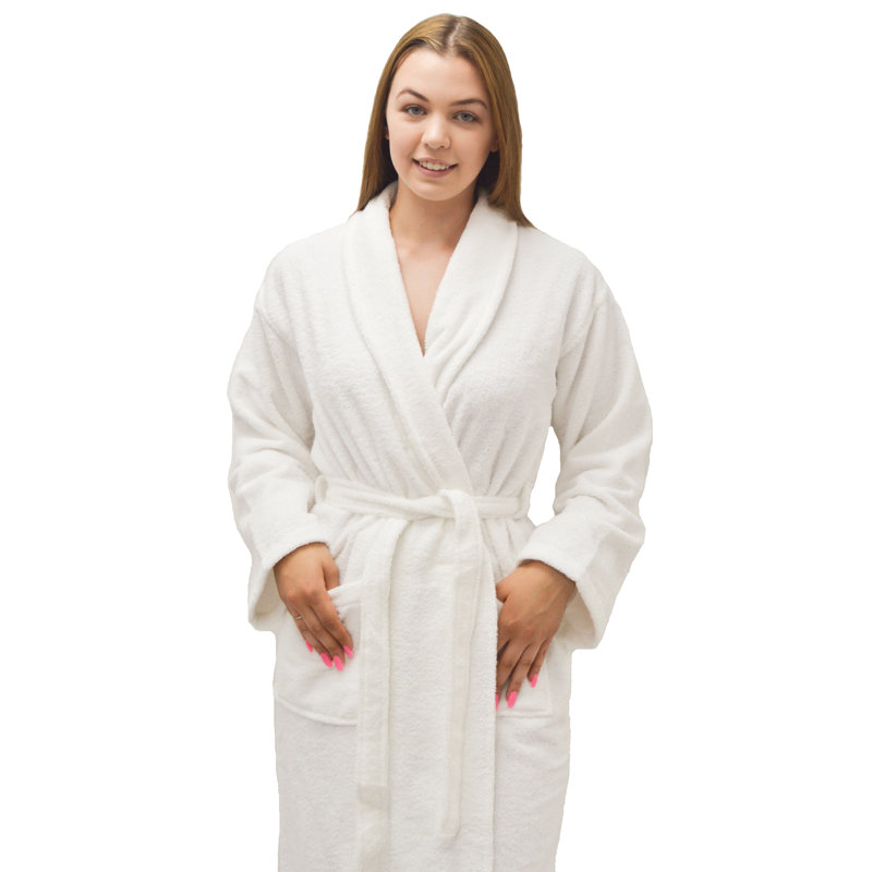 Isamar 100% Cotton Terry Cloth Gender Neutral Mid-Calf Bathrobe with Pockets, Large/Extra Large