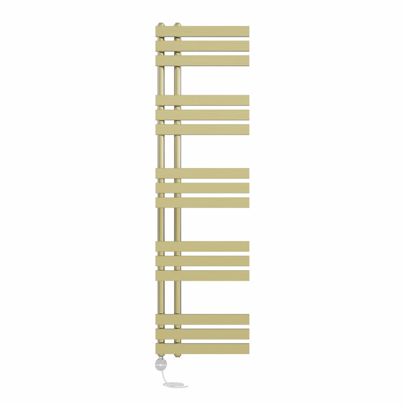 Rizza Designer Towel Rail Heated Towel Rails, Brushed Brass, 160"cm H x 45cm W x 7.35cm D
