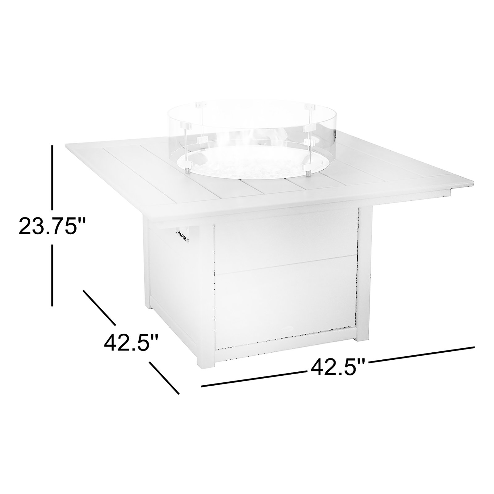 POLYWOOD® Square 42" Fire Pit Table, White