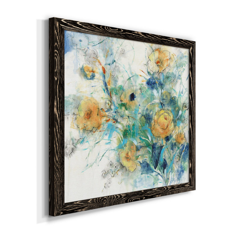 Étude florale II - Toile encadrée de qualité supérieure - prête à être accrochée, Cadre noir