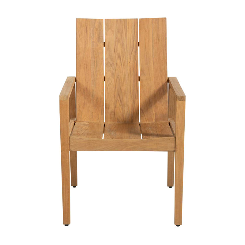Ashland Patio Dining Armchair with Cushions, Welt, Natural Teak, Verona Fossil