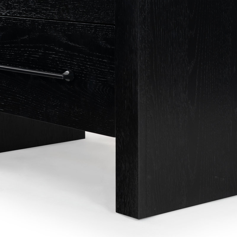 Katrina Wood 2 Drawer Nightstand, Black