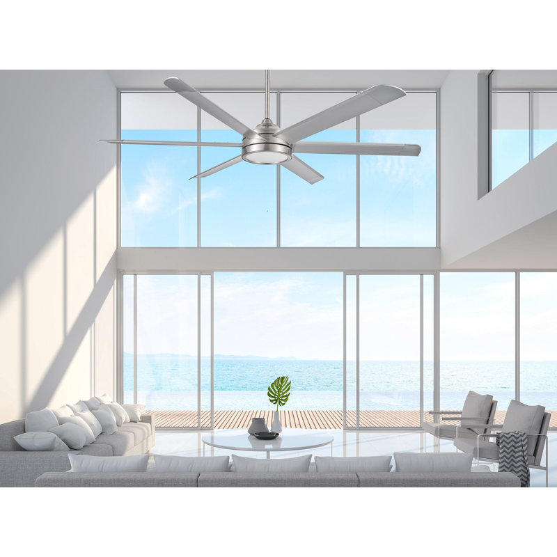 Blazer 72 in. 6 Blade Brushed Nickel Large Ceiling Fan with Remote Control, Dimmable LED Light Kit, and Reversible Motor