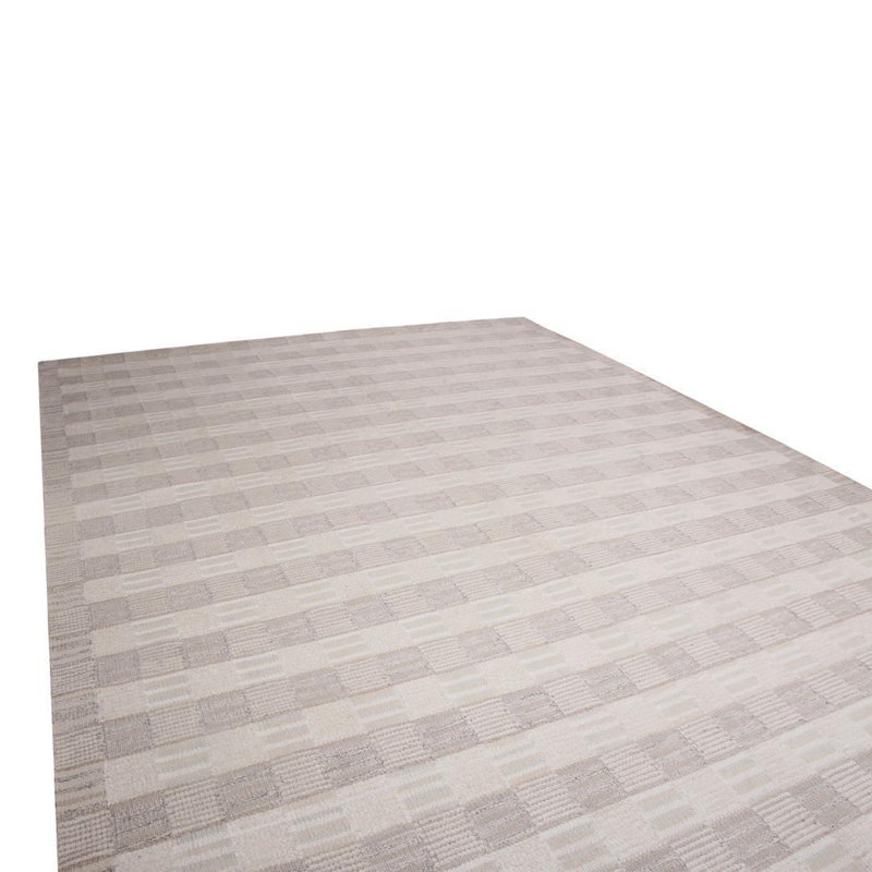 Rug & Kilim’S Scandinavian Beige Brown Geometric Wool Rug, Rectangle 14' x 20'