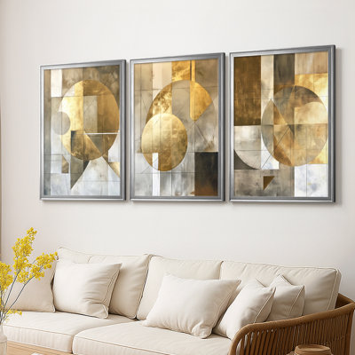 ABSTRACT Series CXV III - Toile tendue avec châssis sur mesure - 3 pièces