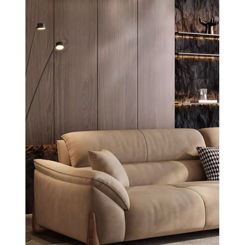 Modern Simple Khaki Sofa, 3, 32.28" H x 110.24" W x 39.37" D
