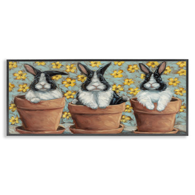 Three Bunnies in Pots Art by Sara G. Designs