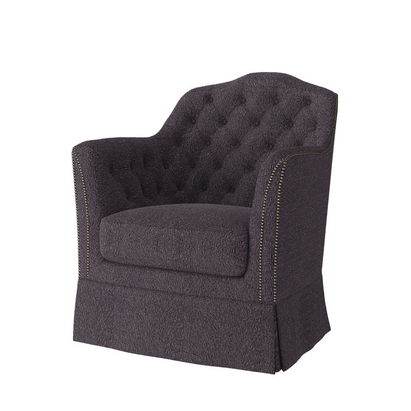 Fauteuil d'appoint Catriona, Gris anthracite Rise (tissu performance) 1357-95, Laiton rétro petit