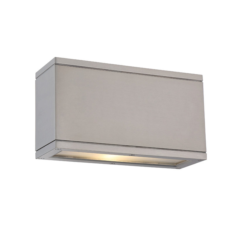 Plafonnier encastré d'extérieur martelé 2 lumières Rubix, Aluminium brossé