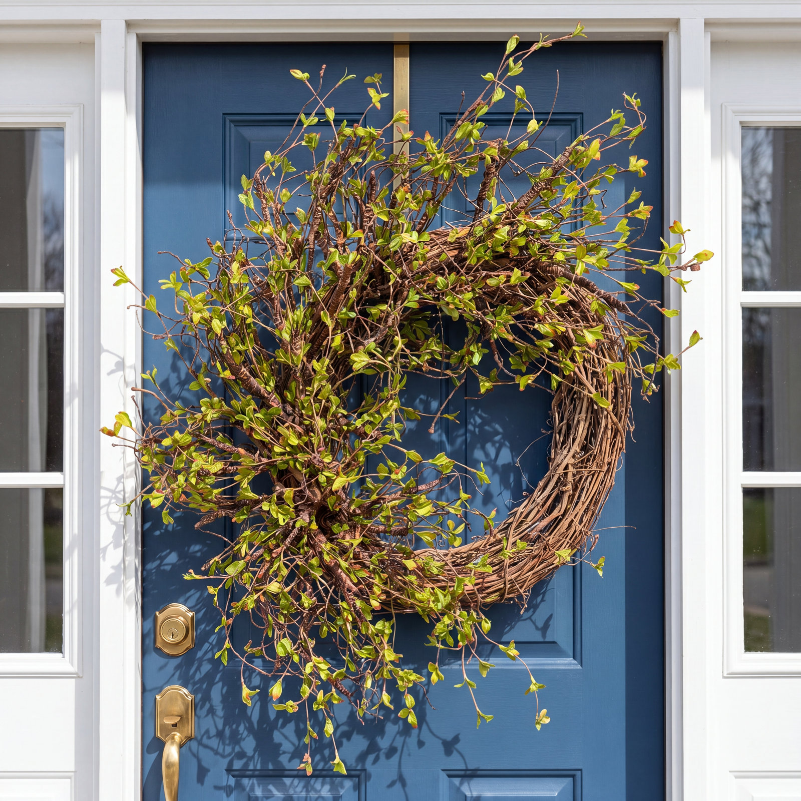 26" Handcrafted Grapevine No Holiday Wreath, Brown/Green