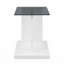 Marilla 22 po Table de bout rectangulaire blanche en verre fumé avec base double pilier et tablette de rangement
