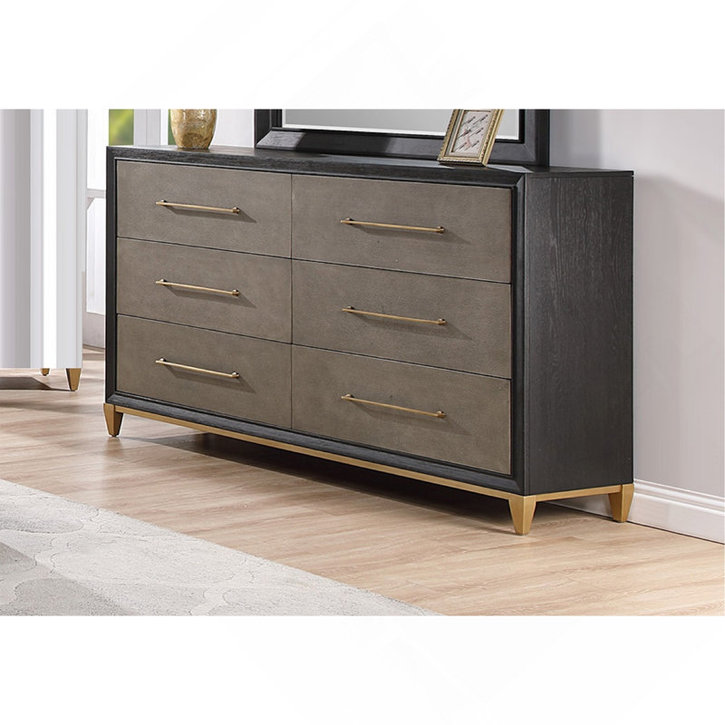 Commode en bois brossé 6 pièces
