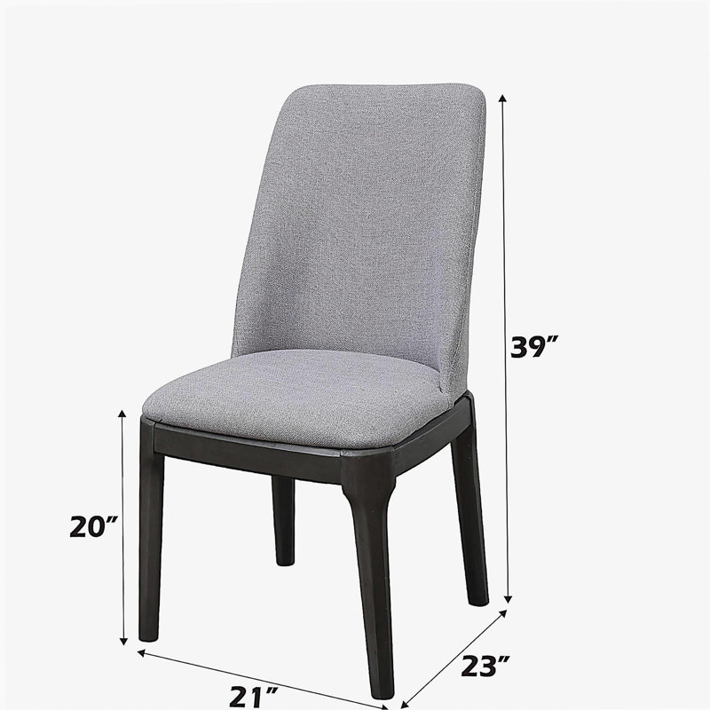 Chaise sans accoudoirs en lin et en chêne gris Madan (ensemble 2 pièces)