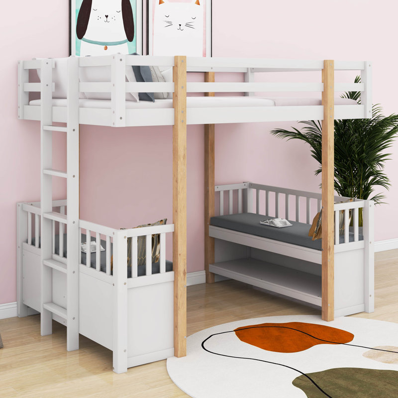 Jaeline Bunk Bed with Built-in Desk and Three Drawers, Twin