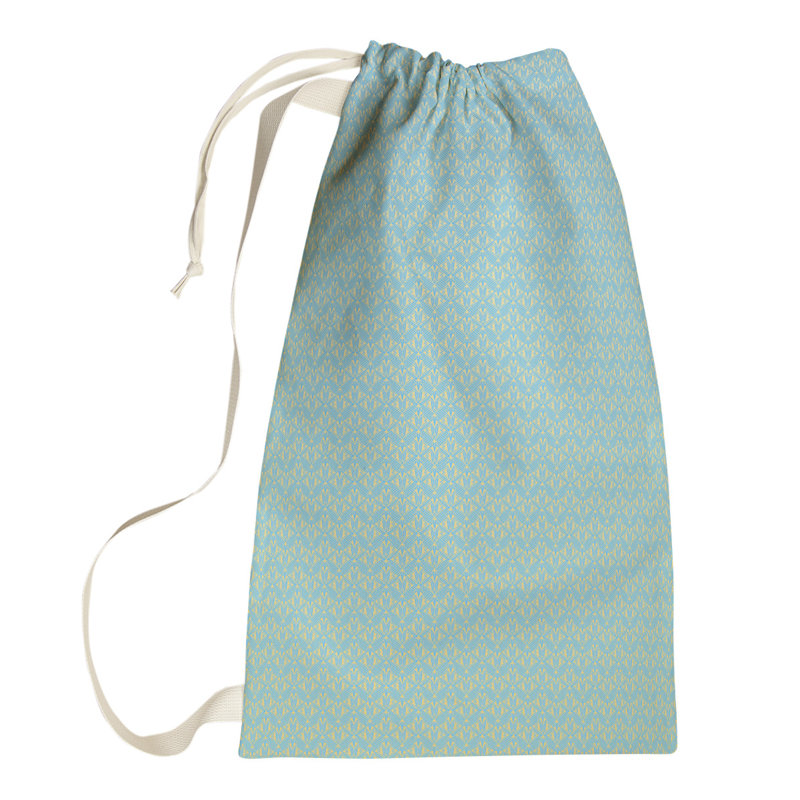 Leffel Fabric Laundry Bag with Handles, Small ( 64" H x 20" W x 1.5" D), Blue/Yellow