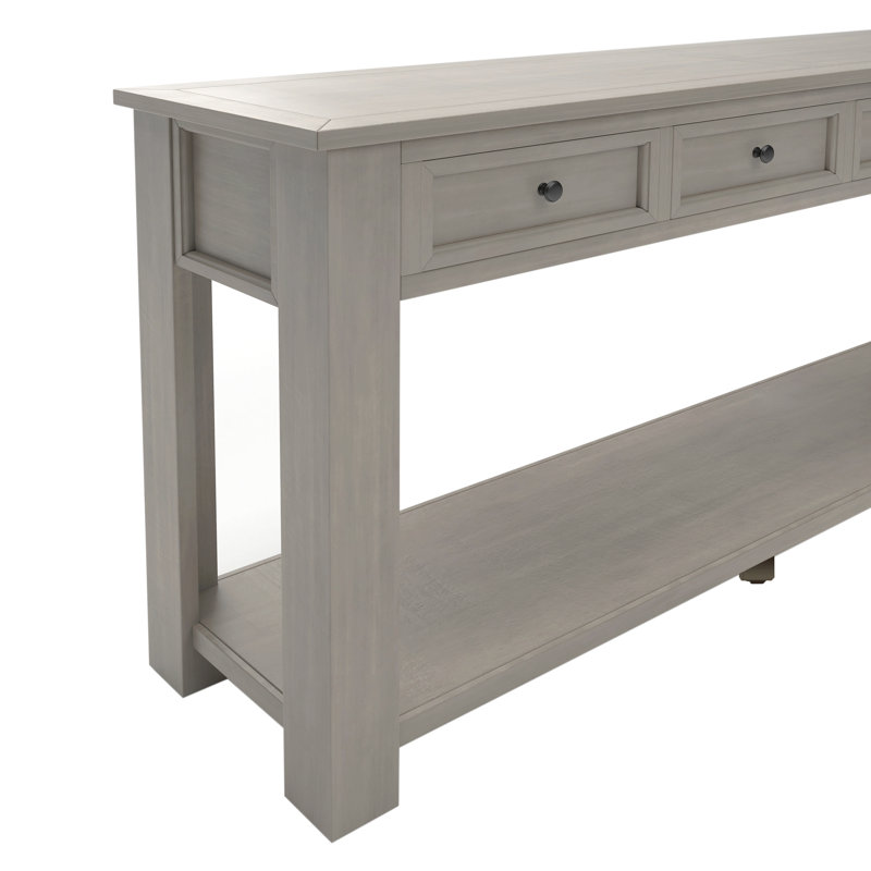 Console / canapé avec tiroirs de rangement et tablette inférieure pour le vestibule, Gris délavé 