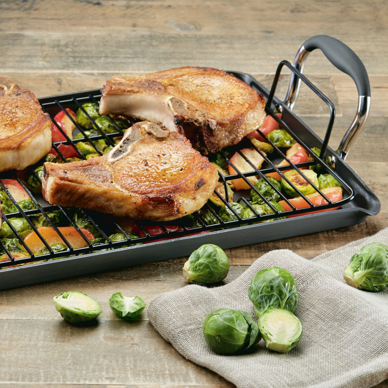 Anolon Advanced Home Hard Anodized Nonstick Double Burner Griddle, 10 Inch X 18 Inch, Gray