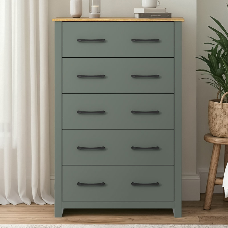 Commode 5 tiroirs H 46,7 po Walter, Vert chou frisé / Reiveira Eichi