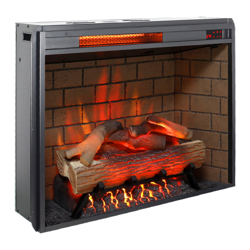 Infrared Electric Fireplace Insert with Removable Trim Kit & Crackling Sound, 27.7" H x 31.7" W x 8.2" D