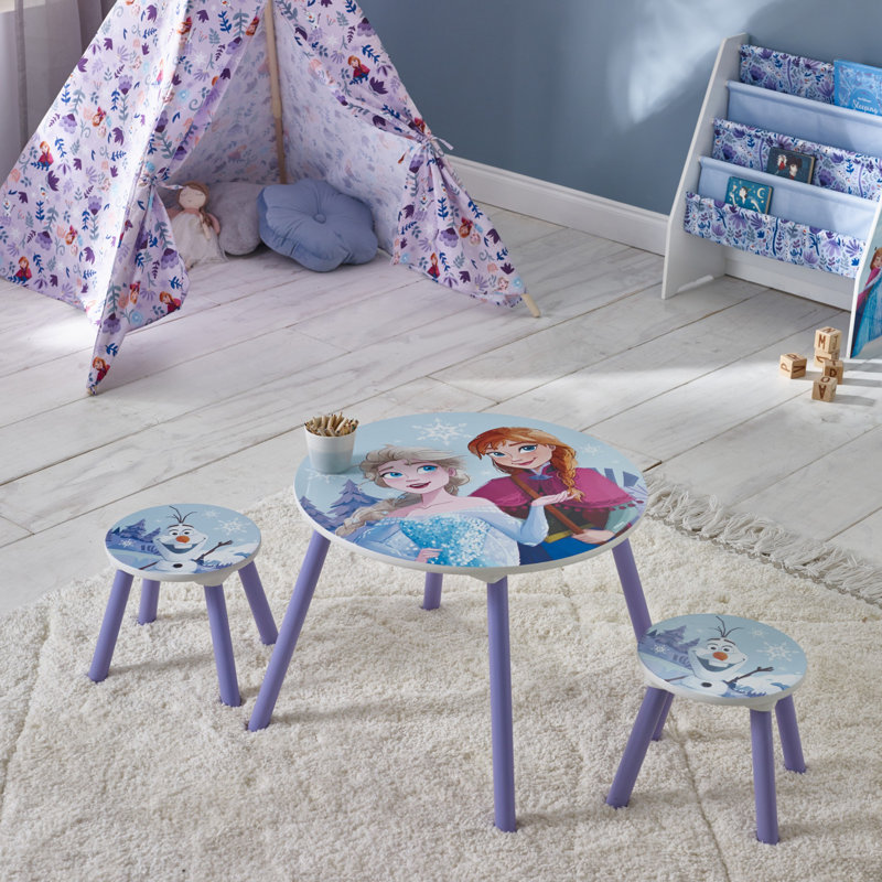Disney Frozen Children Kids Table & Chairs (2 Stools Included) - Ideal for Arts & Crafts, Snack Time, Homeschooling, Homework & More