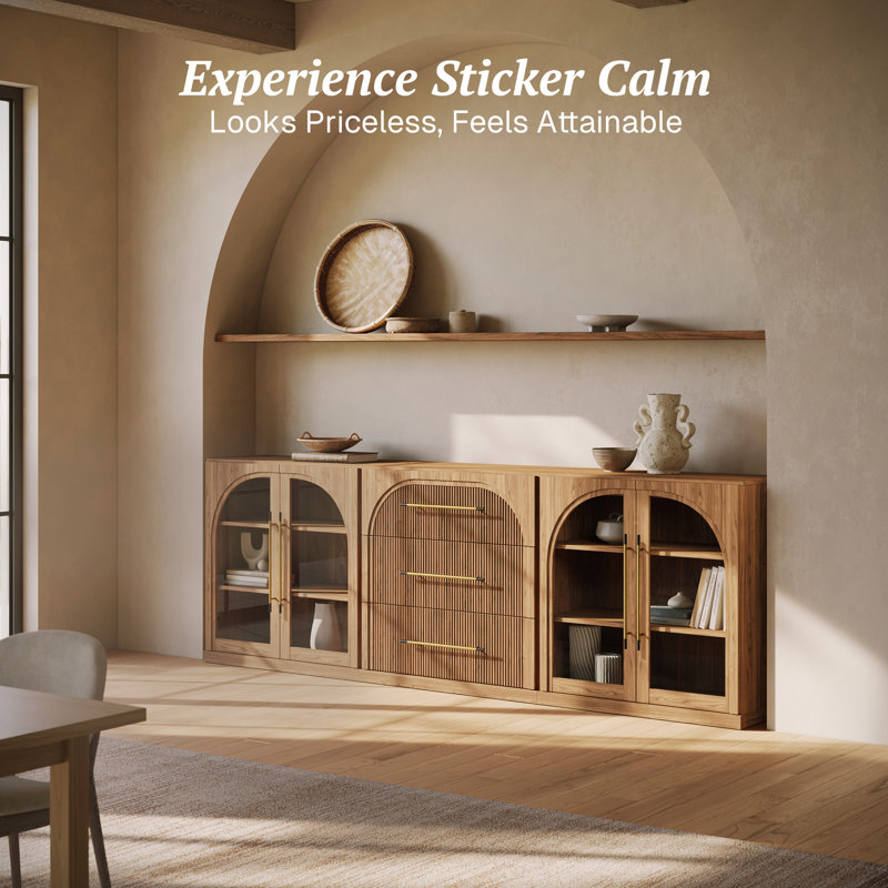 3-Piece Modular Sideboard Set - C+2A - Camel, Camel