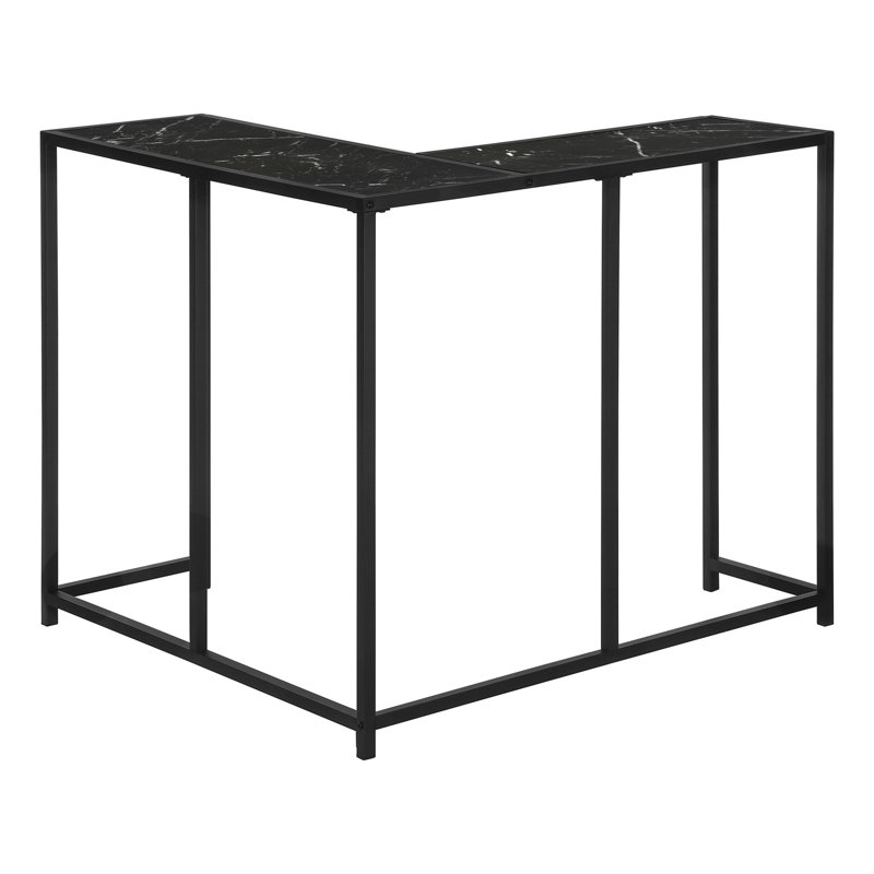 Table de bout avec cadre en faux marbre et fer 32 po noir et blanc