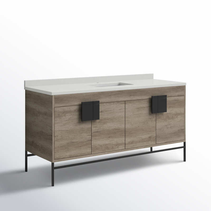 Ensemble de meuble-lavabo simple 60 po Maisie, Noir, Gris ombré