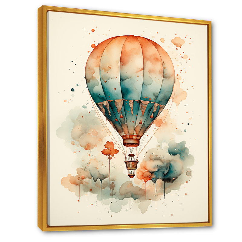 Charme classique en montgolfière III, H 32 po x l 16 po x P 1 po, Cadre flottant doré