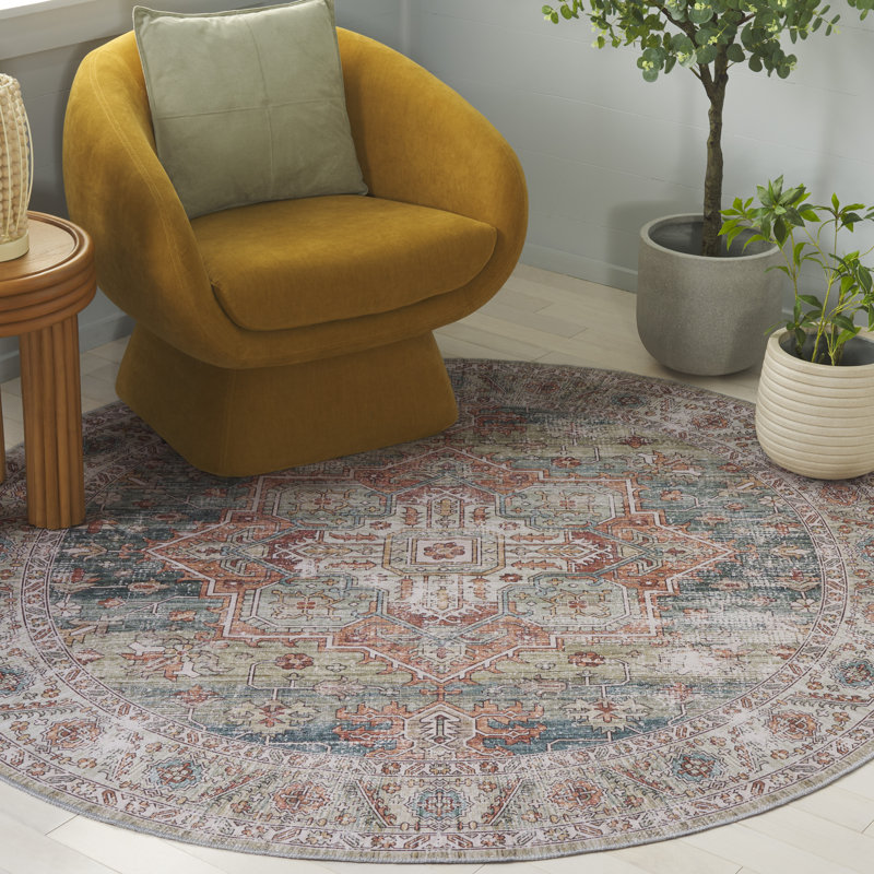 Tapis oriental performance lavable en machine Trishona, Rond 6 pi