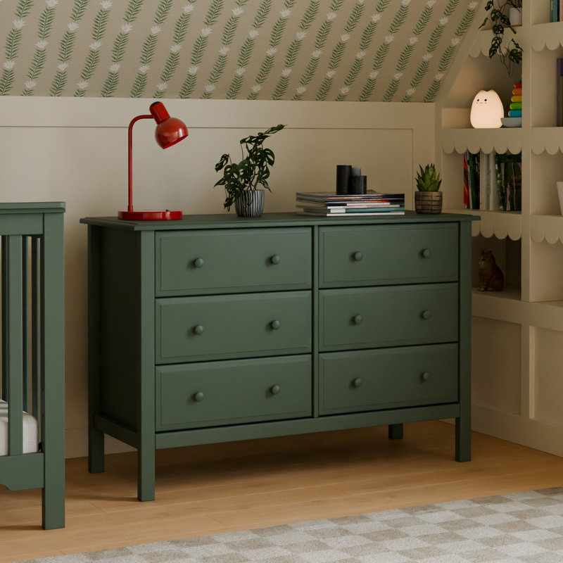Jayden 6 Drawer 48" W Double Dresser, Forest Green