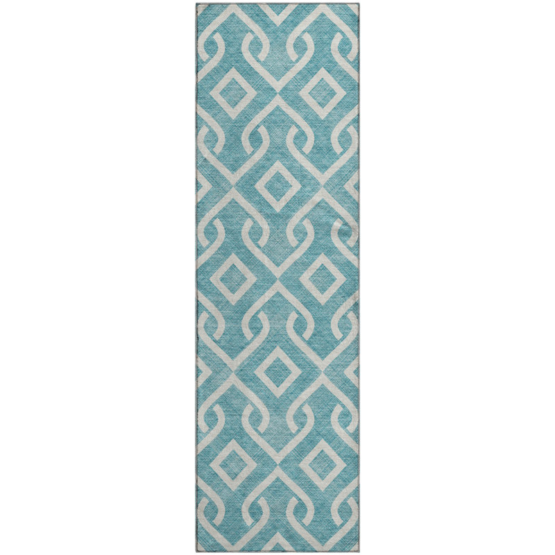Premium Machine Washable Cerrito Teal Rug, Runner 2'3" x 7'6"