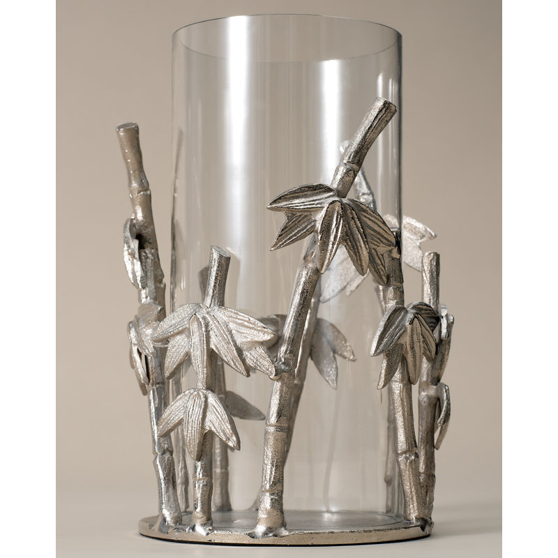 Glass Tabletop Hurricane, Silver