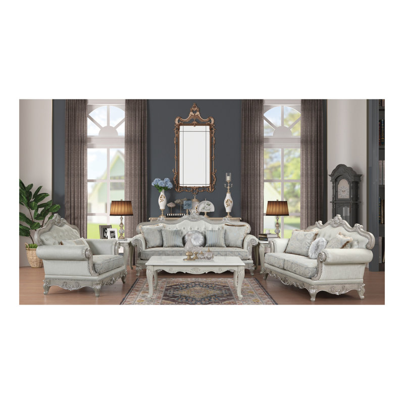 Canapé de style traditionnel Melrose au fini argent brossé en bois