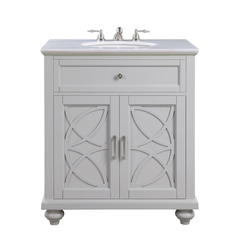 Conjetta 31"W x 22"D Bath Vanity in  with  Marble Vanity Top and  Basin, Gray