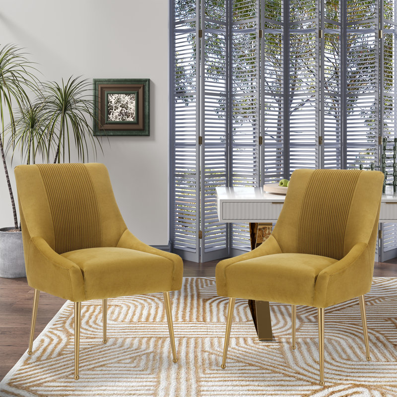 13'' H Velvet Upholstered Side Chair, Green