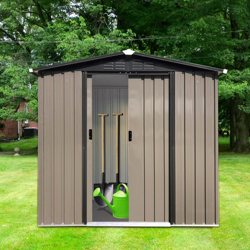 6 ft. W x 4 ft. D Outdoor Storage Shed, Metal Sheds Tool Shed with Lockable Sliding Doors