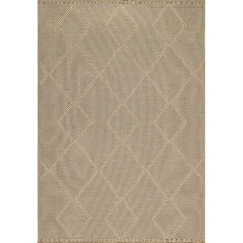 Diamond Trellis Jute Area Rug, Rectangle 4' x 6'