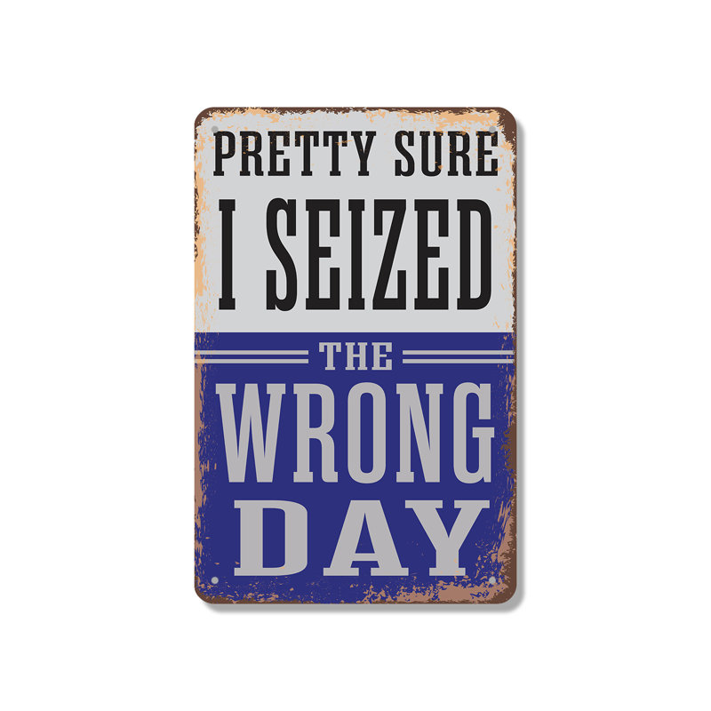 Jolie enseigne en aluminium fantaisie 7 po x 10 po I Seized The Wrong Day