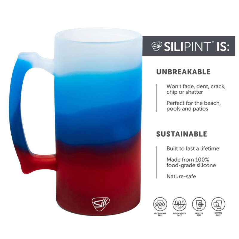 Silipint: Chope à bière: 28 oz - Americana - Chope à bière en silicone, incassable