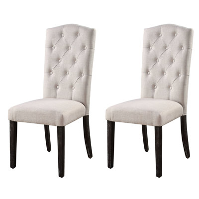 Chaises d'appoint rustiques à dossier en lin beige (2 2 pour chambre confortable)